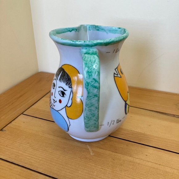 Fish Market Woman Italian Style Ceramic Water Pitcher 1 litre Vintage Spongeware - Picture 4 of 7